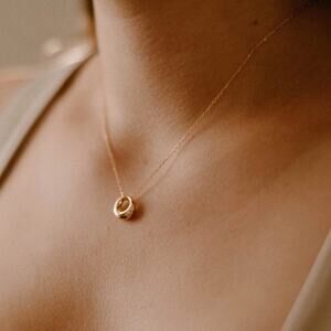 NEW 18K yellow gold plated circle pendant dome necklace jewelry B20A